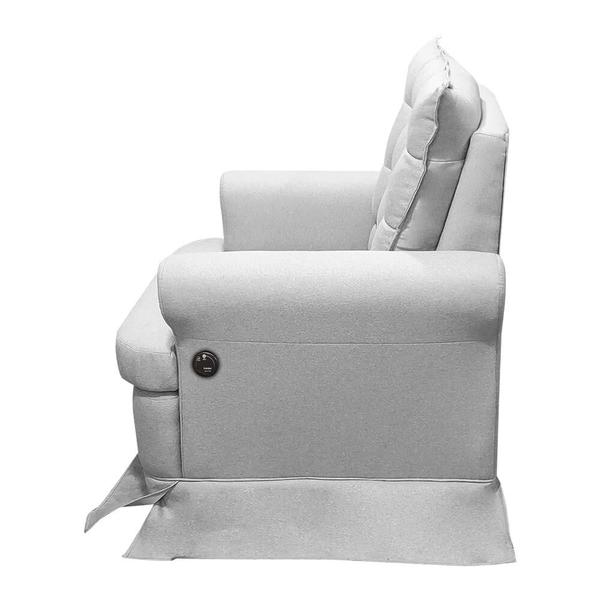 Kit Poltrona de Amamentação Aconchego com Massagem Base Balanço + Puff Linho Cinza SOFA STORE Imagem de Kit Poltrona de Amamentação Aconchego com Massagem Base Balanço + Puff Linho Cinza SOFA STORE