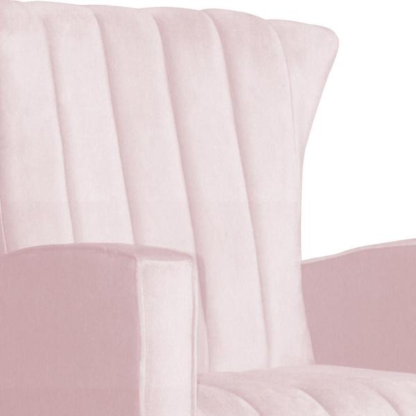 Imagem de Kit Poltrona De Amamentação Balanço + Puff  Suede Rosa Bebê - Vallisa Decor