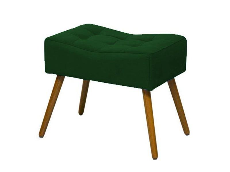 Imagem de Kit Poltrona Decorativa Aurora + 1 Puff Retangular Suede Verde Pés Madeira Ms Decor