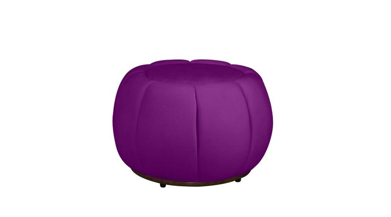 Imagem de Kit Poltrona Decorativa C/Puff e Almofada Concha Veludo Roxo - Montanaris Decor