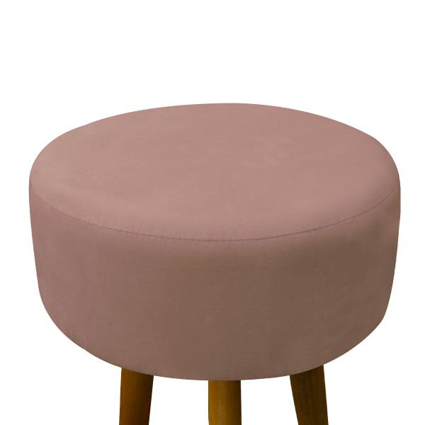 Imagem de Kit Poltrona Decorativa + Puff Redondo Luxo Descanso Salão de Beleza Escritório - Cor Rosa