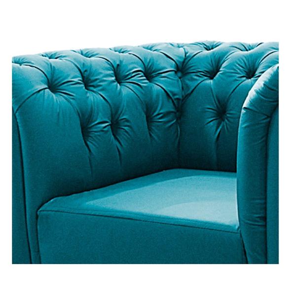 Imagem de Kit Poltrona e Namoradeira Chesterfield Ana Suede Azul Turquesa - ADJ Decor