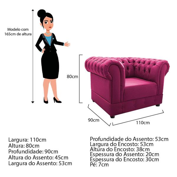 Imagem de Kit Poltrona e Namoradeira Chesterfield Ana Suede Pink - ADJ Decor