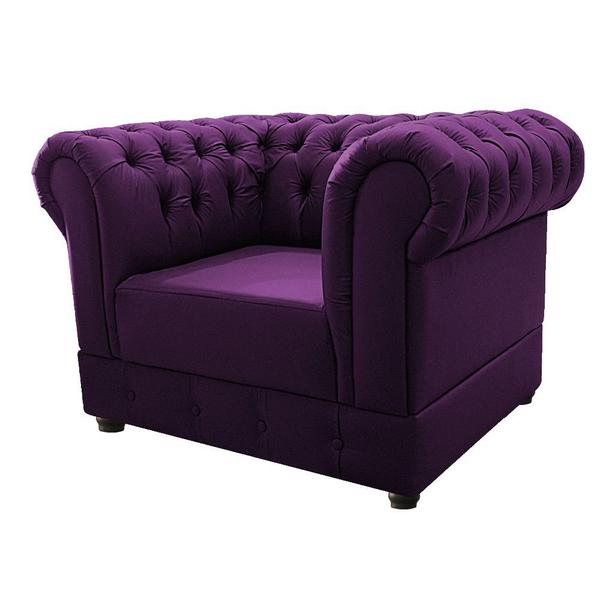 Imagem de Kit Poltrona e Namoradeira Chesterfield Ana Suede Roxo - Amarena Móveis