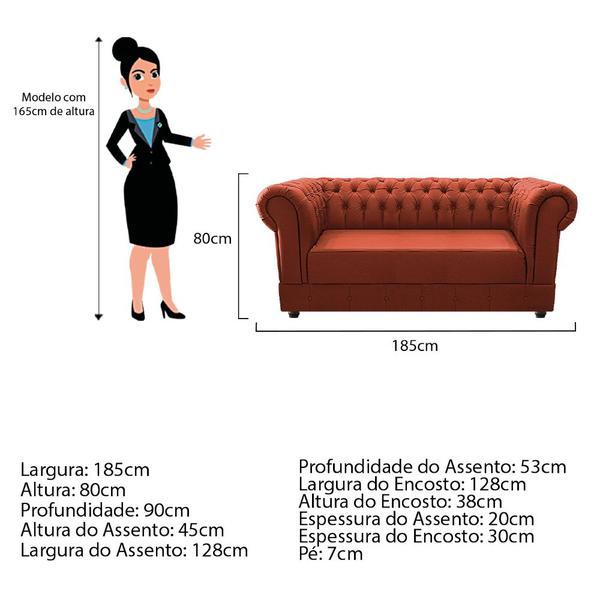 Imagem de Kit Poltrona e Namoradeira Chesterfield Ana Suede Terracota - ADJ Decor