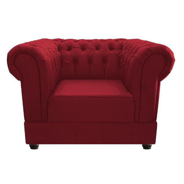 Imagem de Kit Poltrona e Namoradeira Chesterfield Ana Suede Vermelho - ADJ Decor