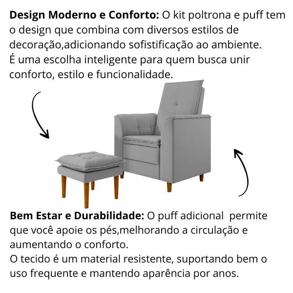 Kit Poltrona E Puff Amamentação Confortável Ternura Veludo - Tatite Decor Imagem de Kit Poltrona E Puff Amamentação Confortável Ternura Veludo