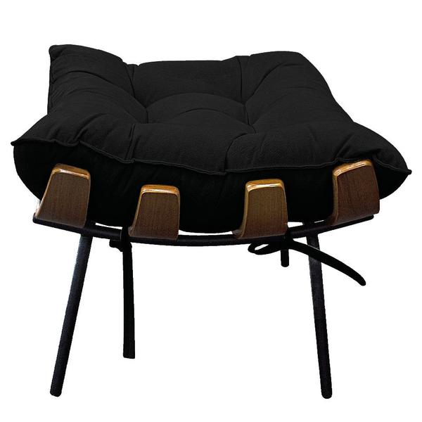 Imagem de Kit Poltrona e Puff Costela Base Fixa Suede Preto - ADJ Decor