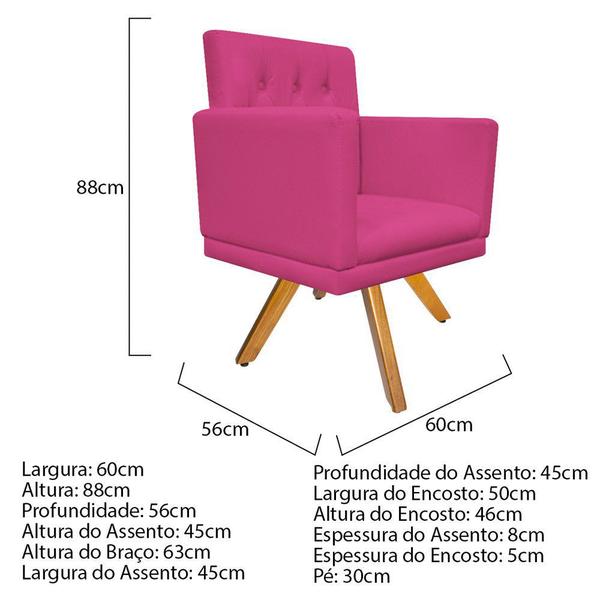Imagem de kit Poltrona e Puff Fernanda Base Giratória de Madeira Corano Pink - DAMAFFÊ MÓVEIS