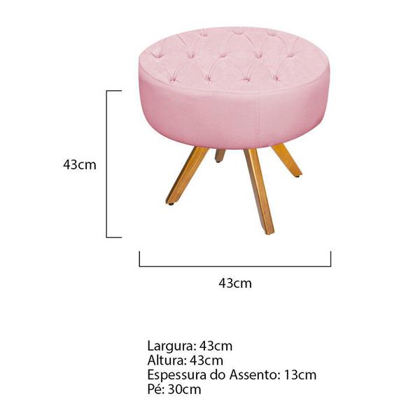 Imagem de kit Poltrona e Puff Fernanda Base Giratória de Madeira Suede Rosa Bebê - DAMAFFÊ MÓVEIS