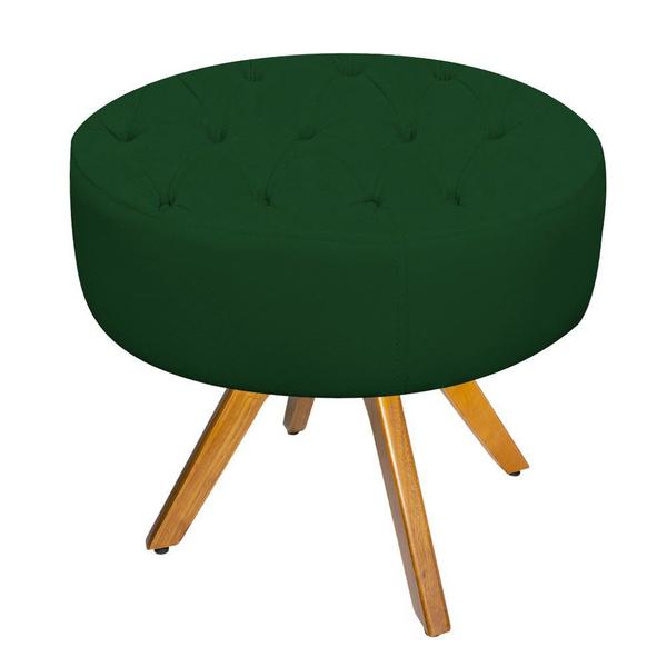 Imagem de kit Poltrona e Puff Nanda Base Giratória de Madeira Suede Verde - DAMAFFÊ MÓVEIS