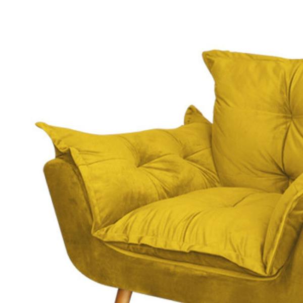 Imagem de Kit Poltrona Fatte com Estante Livreiro Ferro Cinza MDF Freijó Suede Amarelo - Ahazzo Móveis