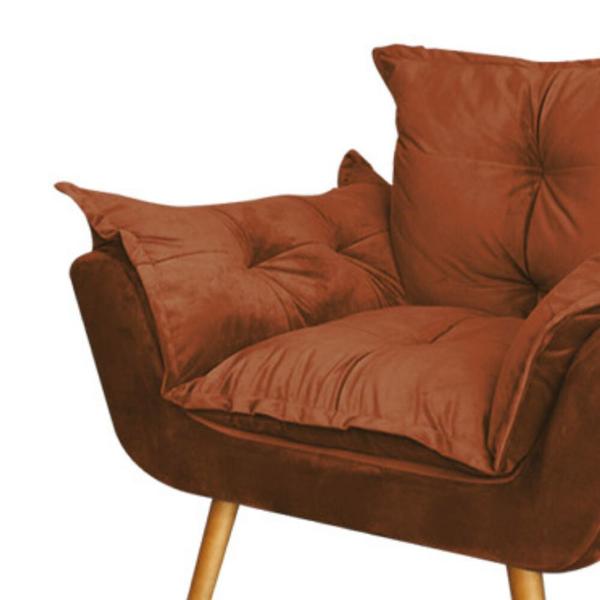 Imagem de Kit Poltrona Fatte com Manta Soft e Estante Livreiro Ferro Cinza MDF Marmorizado Cinza Suede Terracota - Ahazzo Móveis