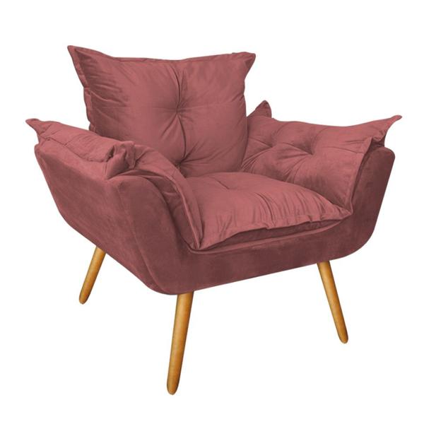 Imagem de Kit Poltrona Fatte com Manta Soft Lilás e Estante Livreiro Ferro Dourado MDF Rústico Suede Rose Gold - Ahazzo Móveis