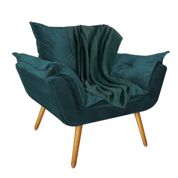 Imagem de Kit Poltrona Fatte com Manta Soft Verde e Estante Livreiro Ferro Cinza MDF Verde Oliva Suede Azul Turquesa - Ahz Móveis