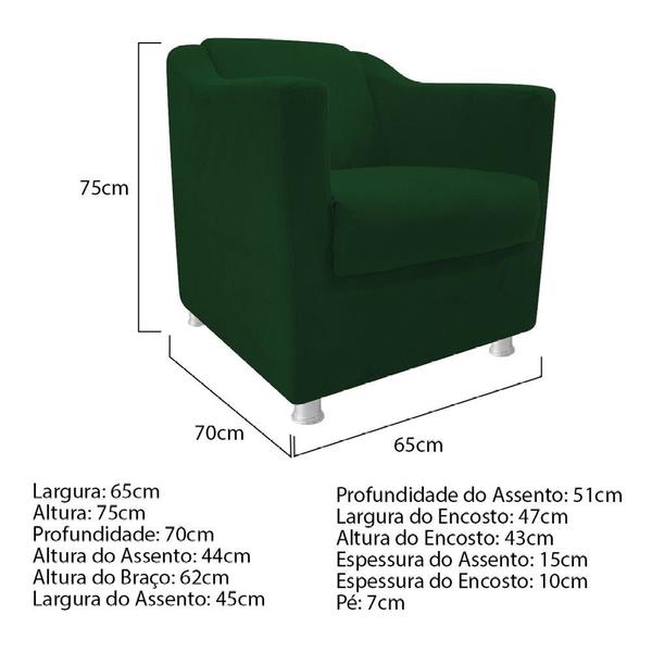 Imagem de kit Poltrona, Namoradeira Babel e Puff Banqueta Dado Sala de Espera Recepção Suede Verde - KDAcanto Móveis