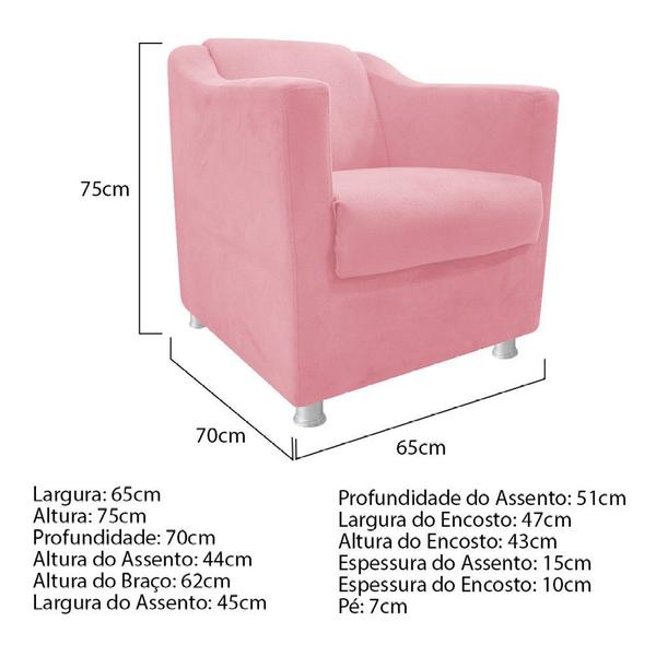 Imagem de kit Poltrona, Namoradeira Babel e Puff Banqueta Dado Suede Rosa Bebê - KDAcanto Móveis