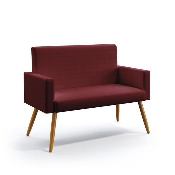 Imagem de Kit Poltrona Namoradeira e 2 Poltronas Decorativas Vega com Puff Quasar Suede Bordô Aradecor