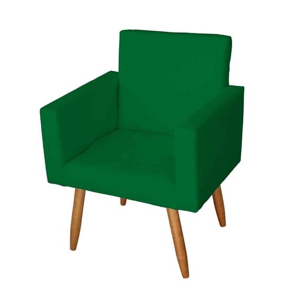 Imagem de Kit poltrona para sala nina com Puff quadrado Suede Verde- Móveis Mafer