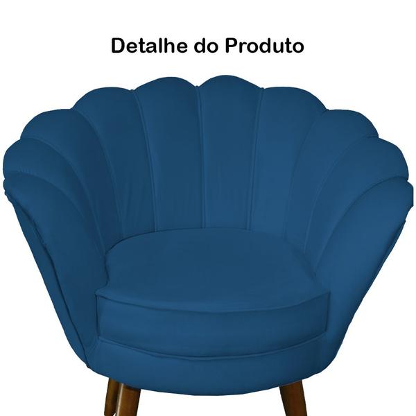 Imagem de Kit Poltrona + Puff Decora Pétala Suede Azul Royal - DS ESTOFADOS