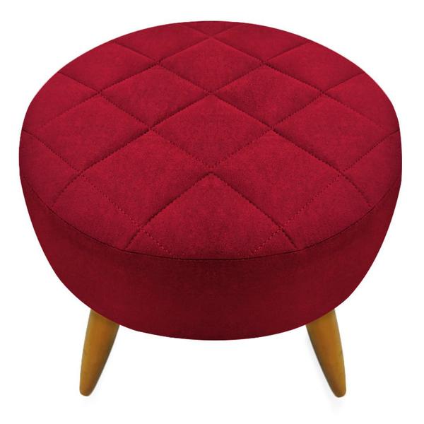 Imagem de Kit Poltrona + Puff Decorativo Maitê Suede Vermelho Pés Madeira Mz Decor