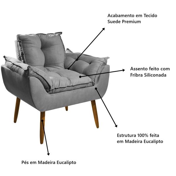 Imagem de Kit Poltronas Cadeira Sala Estar Quarto Decorativa + Puff