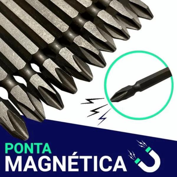 Imagem de Kit Ponteira Parafusadeira Com 10 Bit Ponta Dupla Magnético