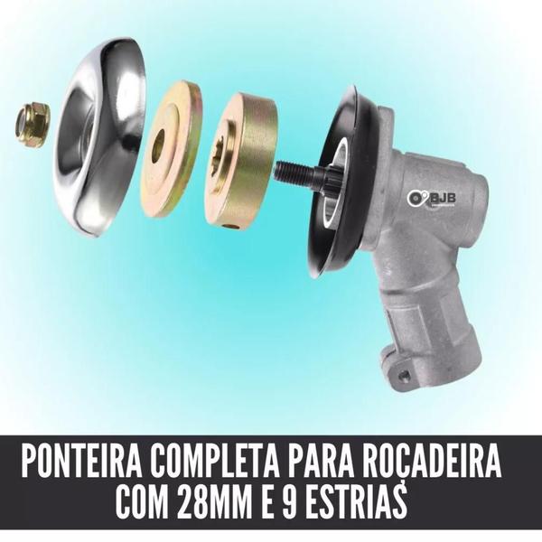 Imagem de Kit Ponteira Transmissão Faca Roçadeira Tubo 28Mm 9 Estrias