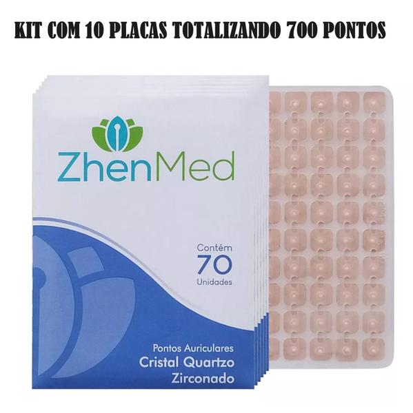 Imagem de Kit Ponto Auriculoterapia Cristal Zirconado Auricular C/ Micropore 700 Un