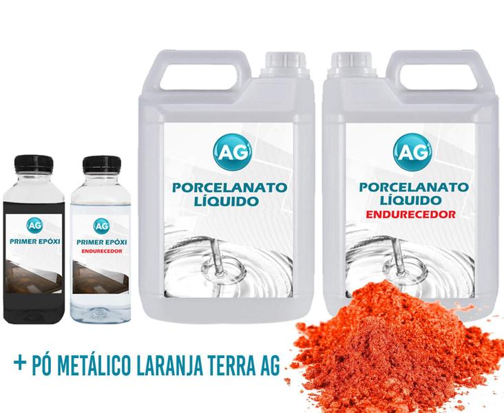 Imagem de Kit Porcelanato Líquido Metálico Laranja Terra Ag Por M