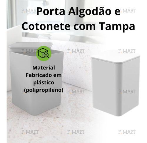 Imagem de Kit Porta Algodao E Cotonete Com Tampa E Dispenser Preto