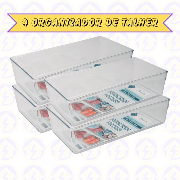 Kit Porta Alimentos Organizador Geladeira Acrilico Multiuso 4 UN - PLASTUTTI Imagem de Kit Porta Alimentos Organizador Geladeira Acrilico Multiuso 4 UN