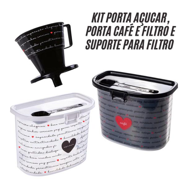 Imagem de Kit Porta Café e Filtro Pote de Açúcar e Suporte Coador Plasútil