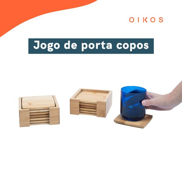 Imagem de Kit Porta Copos de Bambu Quadrado 12 Peças - Oikos