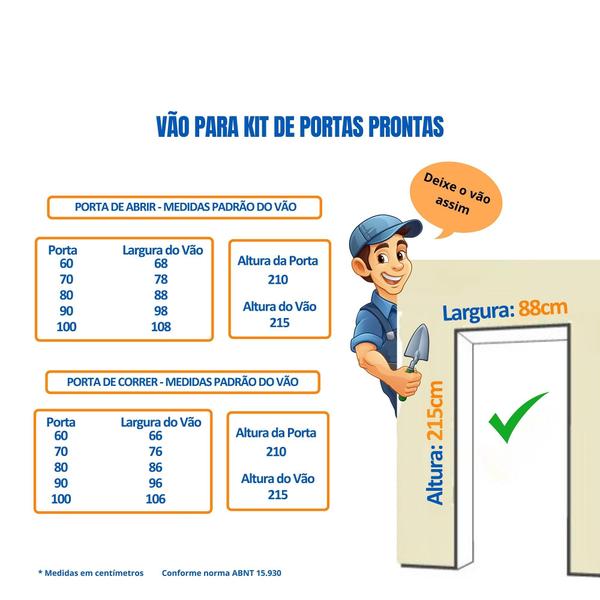 Imagem de Kit Porta de Madeira 210x70cm Lisa Laqueada Direita Moldufama