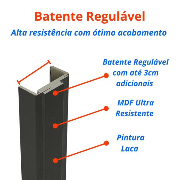 Imagem de Kit Porta de Madeira 210x70cm Lisa Laqueada Direita Moldufama