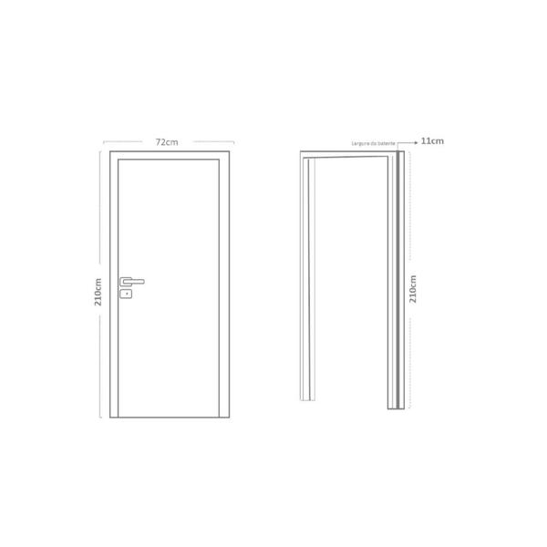 Imagem de Kit Porta de Madeira 210x72cm Batente 11cm Lisa Primer Uniportas