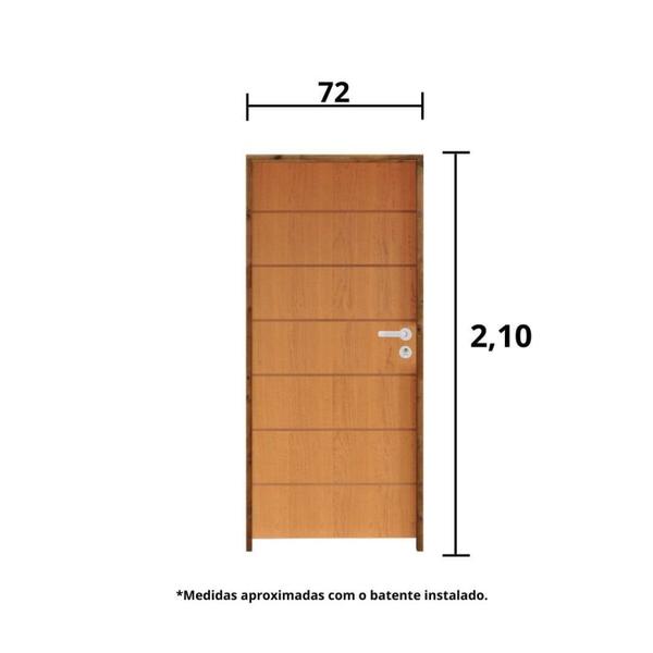 Imagem de Kit Porta de Madeira 210x72cm Batente 9cm Fechadura Stilo Belissima 2 Rodam