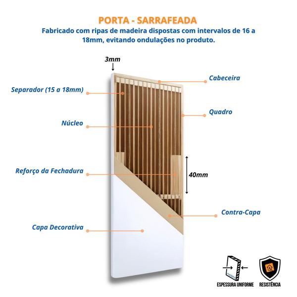 Imagem de Kit Porta de Madeira 210x80cm Lisa Laqueada Esquerda Moldufama