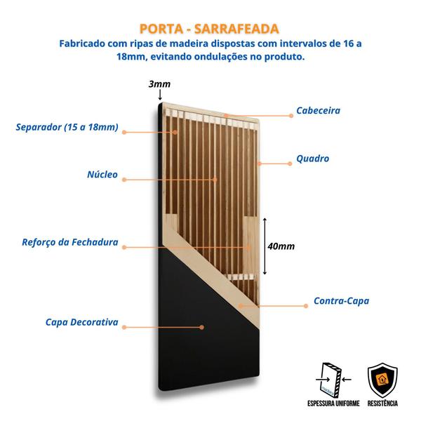 Imagem de Kit Porta de Madeira 210x80cm Lisa Laqueada Esquerda Moldufama