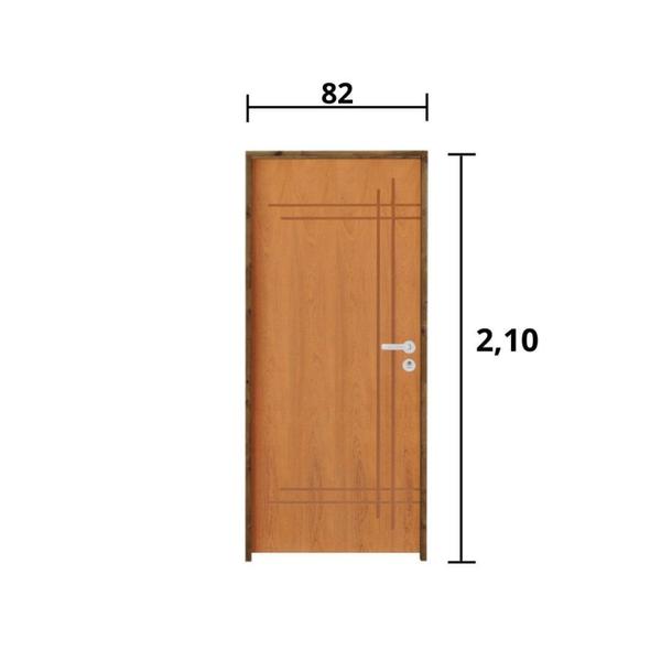 Imagem de Kit Porta de Madeira 210x82cm Batente 9cm Fechadura Stilo Cromada Externa Belissima 9 Hale Esquadrias