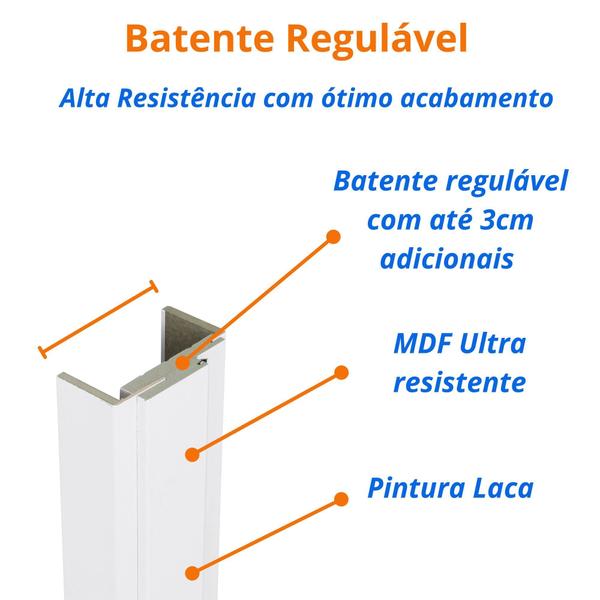 Imagem de Kit Porta de Madeira 210x90cm Lisa Laqueada Esquerda Moldufama