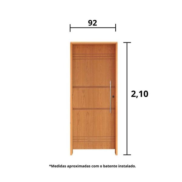 Imagem de Kit Porta de Madeira 210x92cm Batente 14cm Fechadura Rolete Belissima 7 Rodam