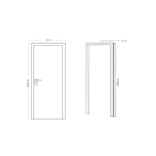 Imagem de Kit Porta de Madeira 210x92cm Batente 14cm Lisa Primer Uniportas