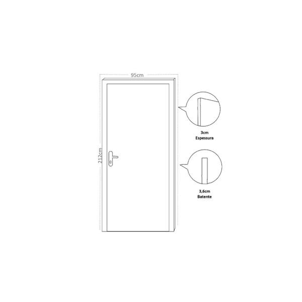 Imagem de Kit Porta de Madeira Decorada 212x95cm com Batente de Aluminio 3,6cm Cantareira MGM