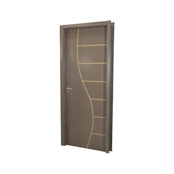 Imagem de Kit Porta de Madeira Decorada 215x64cm com Batente de MDF Ultra 16cm Cantareira MGM