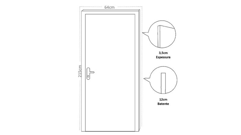 Imagem de Kit Porta de Madeira Decorada 215x74cm com Batente de MDF Ultra 12cm Cantareira MGM