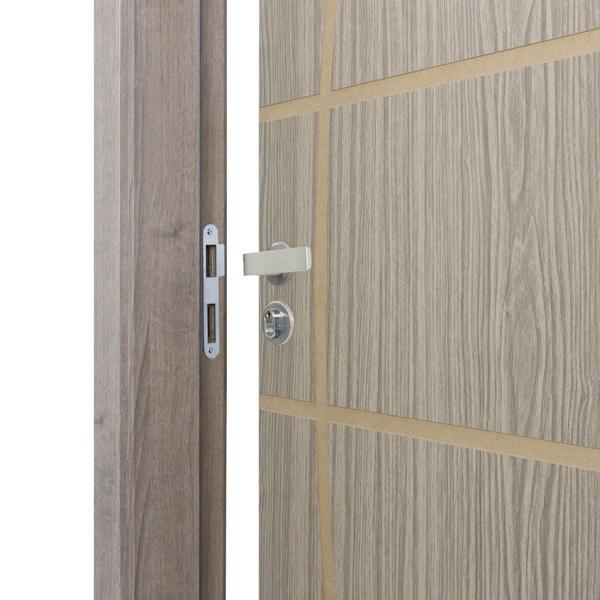 Imagem de Kit Porta de Madeira Decorada 215x84cm com Batente de MDF Ultra 16cm Neblina MGM