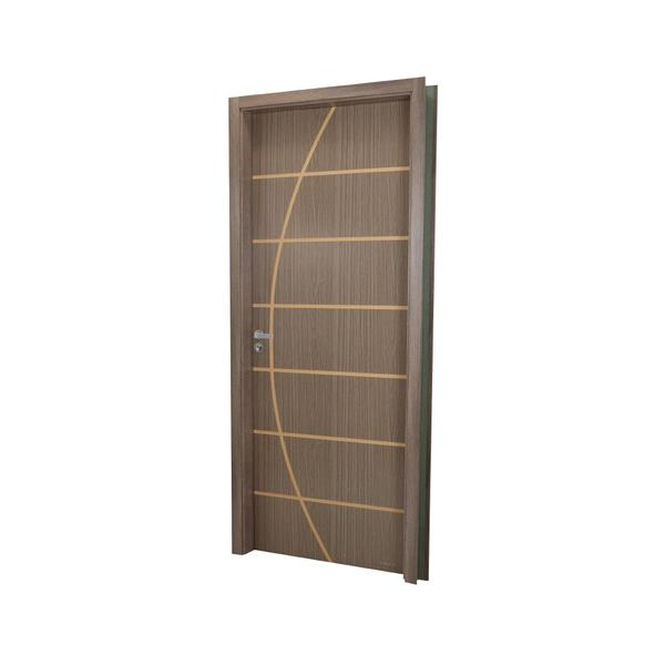 Imagem de Kit Porta de Madeira Decorada 215x94cm com Batente de MDF Ultra 12cm Neblina MGM