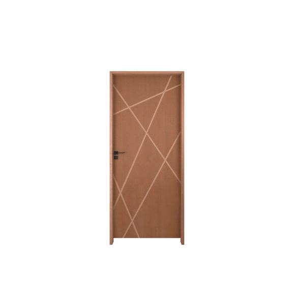 Imagem de Kit Porta de Madeira Frisada 210x82cm Batente 14cm Fechadura Manual Rodam Portas